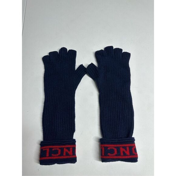 Moncler Knit Logo Wool Blend Fingerless Gloves Unisex Adult Size M Blue Red Note - Picture 1 of 10